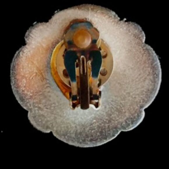 MOONSTN BLUE-PEARL-CRYSTAL CLIP ON BUTTON EARRING - Picture 4 of 4